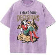 Retro I Make Pour Decisions Meme Vintage Washed T-Shirt in Purple