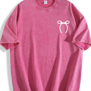 Minimal Bow Vintage Washed T-Shirt in Red
