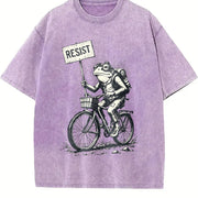 Resist Traveler Frog Vintage Washed T-Shirt in Purple