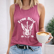 Free Bird 1978 Eagle Women's Color Cotton Tank Top in Red