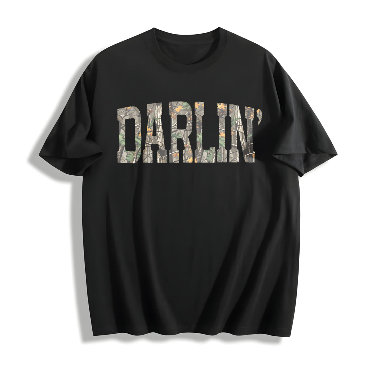 Retro Camo Western Cotton T-Shirt in Black