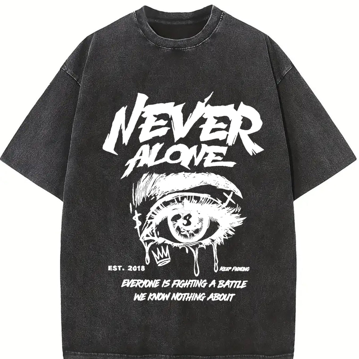 Never Alone Vintage Washed T-Shirt in Black