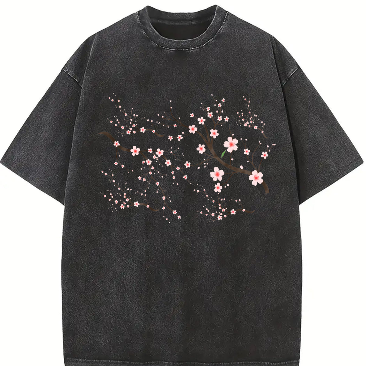 Cherry Blossom ® Retro Sakura Vintage Washed T-Shirt in Black