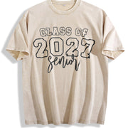 Class of 2027 Senior Vintage Washed T-Shirt in Beige