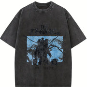 Y2k the Thing Sci-fi Movie Vintage Washed T-Shirt in Black