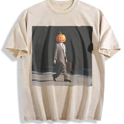 Dwight Pumpkin Head Business vintage washed oversized T-shirt in Beige