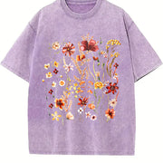 Fresh Off the Market Vegetable Bouquet Vintage Washed T-Shirt in Purple