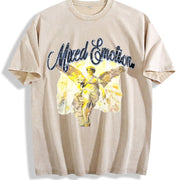 Mixed Emotion Angels Vintage Washed T-Shirt in Beige