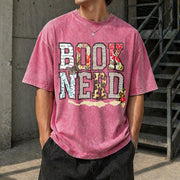 Book Nerd Retro Bookish Lover Retro for Booktok Librarian Vintage Washed T-Shirt in Red