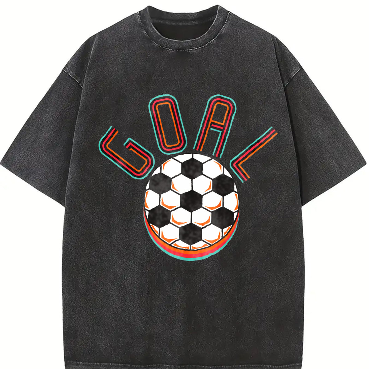 Goal Soccer Vintage Washed T-Shirt in Black