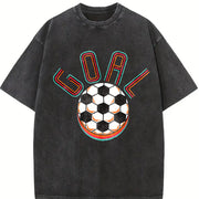 Goal Soccer Vintage Washed T-Shirt in Black