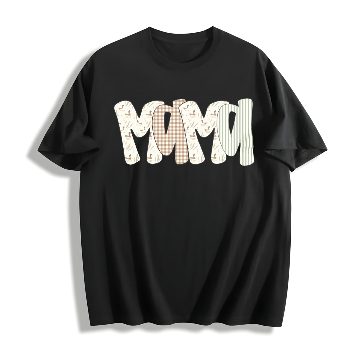 Camo Malard Duck Mama Cotton T-Shirt in Black