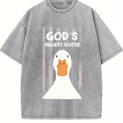 ZestLoop God's Silliest Goose Retro Christian Vintage Washed T-Shirt in Gray