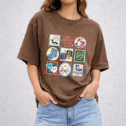 Heated Rivalry Connor & Ilya vintage washed oversized T-shirt in Brown