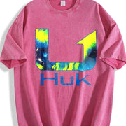 Sleeveless Tank HUK Tie Dye Arrow Logo Vest Vintage Washed T-Shirt in Red