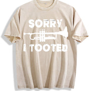 Trumpet Sorry I Tooted Vintage Washed T-Shirt in Beige