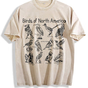 Birds of North America Vintage Washed T-Shirt in Beige