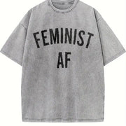 Feminist AF Feminism Vintage Washed T-Shirt in Gray