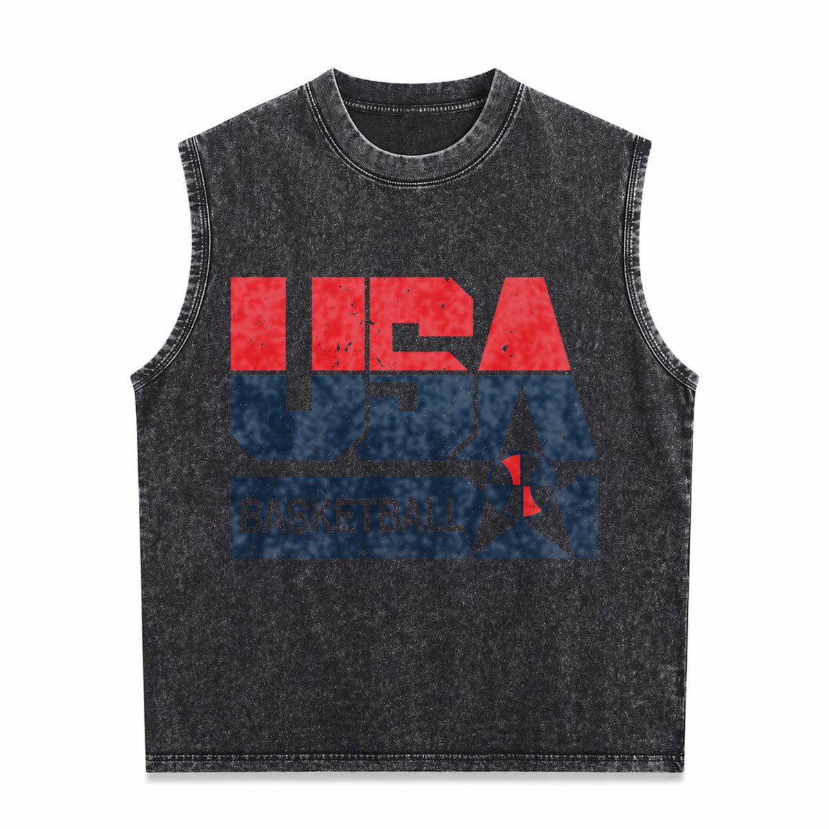 USA Basketball Retro for Sporty Vintage Washed Tank Top in Black