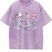 Great White Shark 90s Vintage Washed T-Shirt in Purple