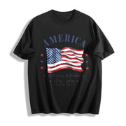 America 1776-2026 Vneck Cotton T-Shirt in Black