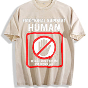 Human Slogan Sleeveless Tank Vintage Washed T-Shirt in Beige