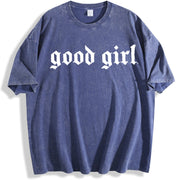 Good Girl Good Girl Romance Club Book Lover Unhinged vintage washed oversized T-shirt in Blue