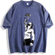 WWE Roman Reigns Iconic Wrestling Classic Fan fast vintage washed oversized T-shirt in Blue