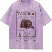 Tv Girl Lovers Rock Song 90s Vintage Washed T-Shirt in Purple