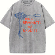 Spaghetti Food Vintage Washed T-Shirt in Gray