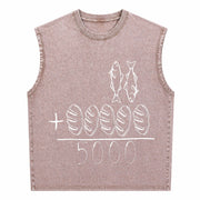 2 Fishes 5 Breads Jesus Feeds the 5000 Christian Bible Vintage Washed Tank Top in Brown
