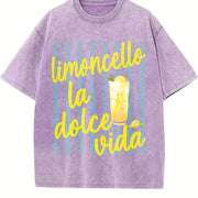 Limoncello La Dolce Vida Amalfi Coast Italy Vintage Washed T-Shirt in Purple