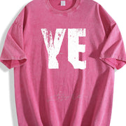 Distressed T White 'Ye' with Silhouette Vintage Washed T-Shirt in Red