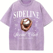 Thick Blouse with Retro Texture Vintage Washed T-Shirt in Purple