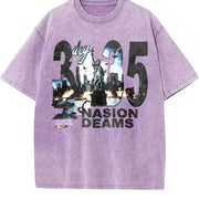New York 205 City Dreams Vintage Washed T-Shirt in Purple