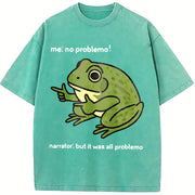 Frog Me No Problemo Narrator: But It Was All Problemo vintage washed oversized T-shirt in Blue