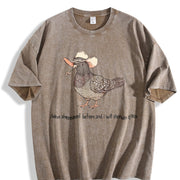 Shenanigans Pigeon Cowboy Pigeon : Western Bird Lover vintage washed oversized T-shirt in Brown