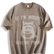 If I'm Moody Give Me Foody Raccoon vintage washed oversized T-shirt in Brown