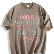 Dual-Sided GOD IS WITHIN HER SHE WILL NOT FALL & Psalm vintage washed oversized T-shirt in Brown