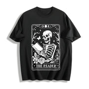 The Reader Tarot Card Cotton T-Shirt in Black
