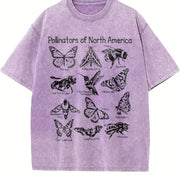 Pollinators of North America Vintage Washed T-Shirt in Purple