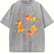 Goldfish. Short-sleeve. One-piece Vintage Washed T-Shirt in Gray