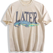 Later Gator 90s Vintage Washed T-Shirt in Beige