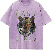 Easy Tiger distressed -chic vintage washed oversized T-shirt in Purple