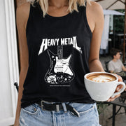 Heavy Metal Guitar Women's Color Cotton Tank Top in Black
