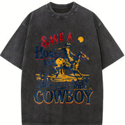 Save a Horse Ride a Cowboy Vintage Washed T-Shirt in Black