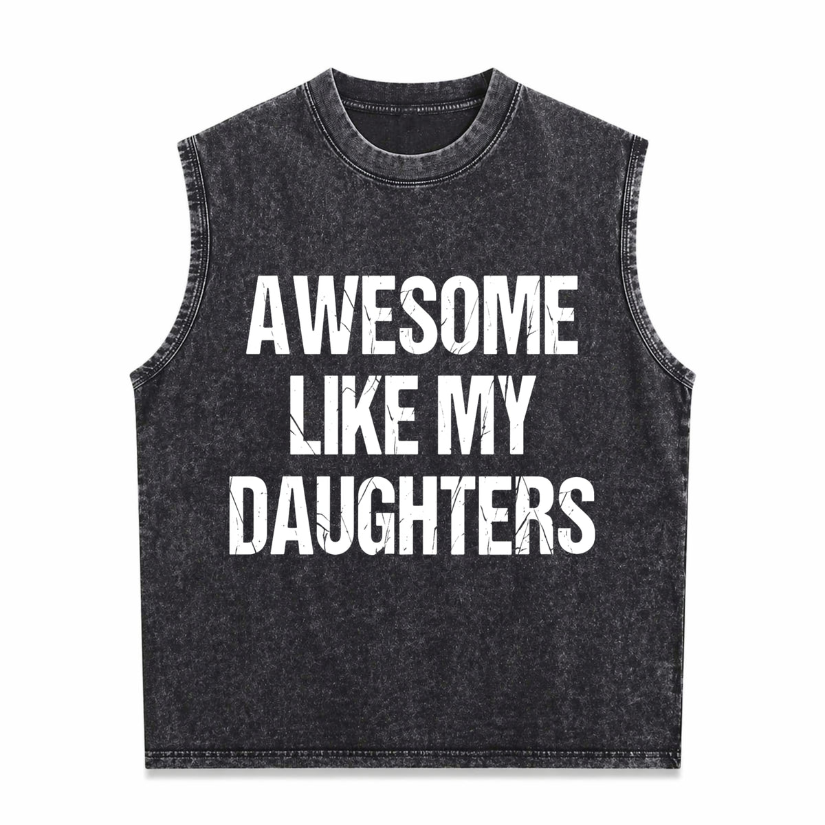 All-day Easy-care Timeless Awesome Like My Daughters Vintage Washed Tank Top in Black