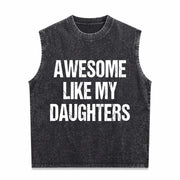 All-day Easy-care Timeless Awesome Like My Daughters Vintage Washed Tank Top in Black