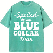 Spoiled By My Blue Spoiled Wife Fun For Wife vintage washed oversized T-shirt in Blue