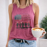 Land of the Free America Women's Color Cotton Tank Top in Red